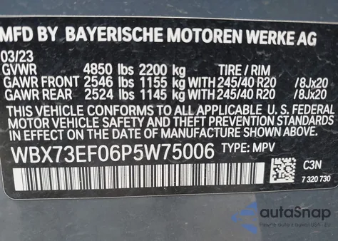 2023 BMW X1 xDrive28I z USA, uszkodzony, nr VIN WBX73EF06P5W75006